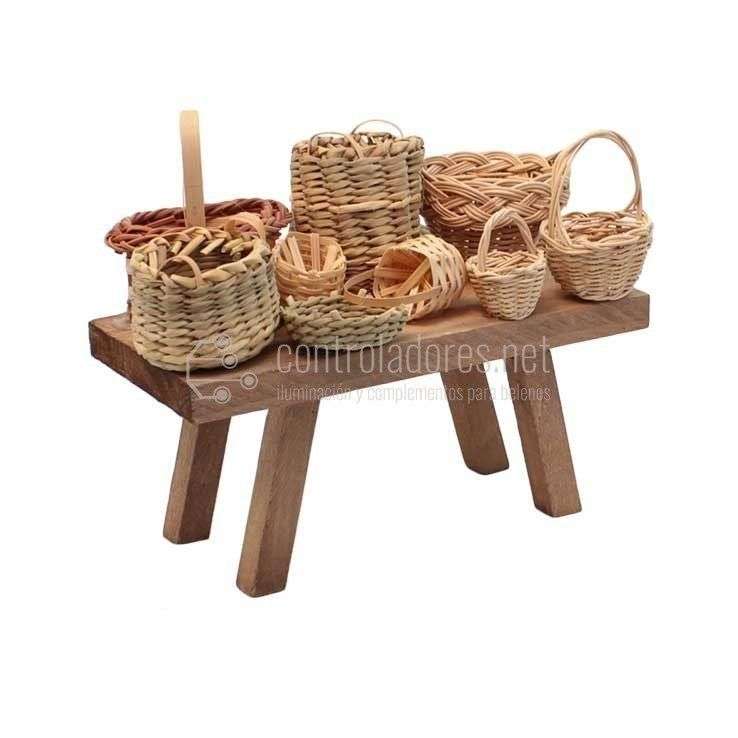 Table with wicker baskets