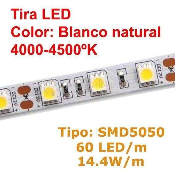 Strip LED BIANCO NATURALE 60 LED / m 14.4w / m (15lm a led)