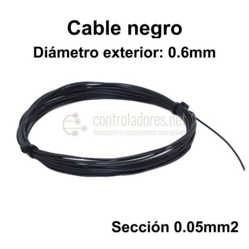 Rollo 5 metros cable NEGRO 0.05mm2