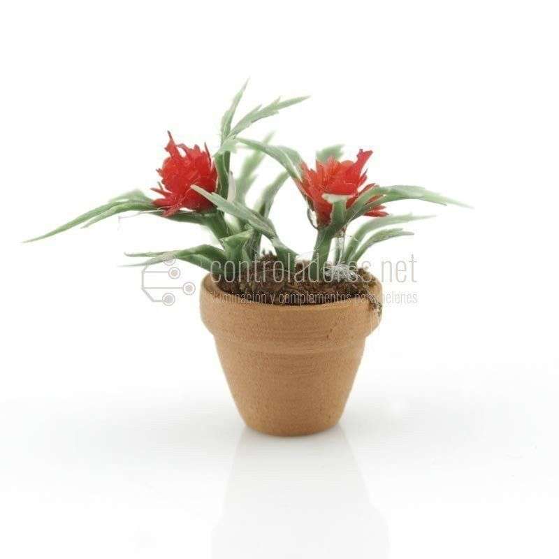 Maceta mini con flor roja