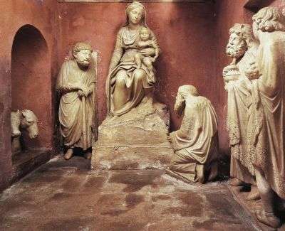 Nativity scene carved in stone